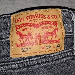 Levi's 512 32x32 Mens Washed Charcoal Denim Jeans